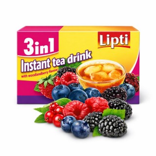 Lipti - Ceai instant 3‑în‑1 cu fructe de pădure 18 g – 20 bucăți în cutie