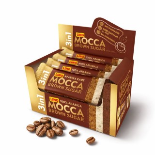 Băutură instant de cafea 3 în 1 Lino Mocca cu zahăr brun 16 g – 20 buc. în cutie